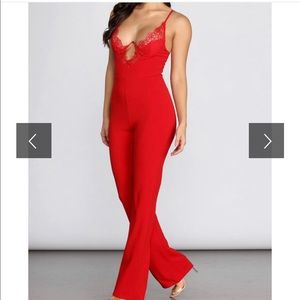 Red Lace Jumpsuit